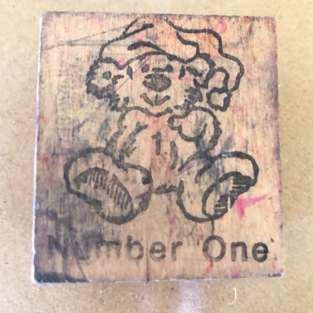 vtg Teddy bear Number One Rubber Stamp